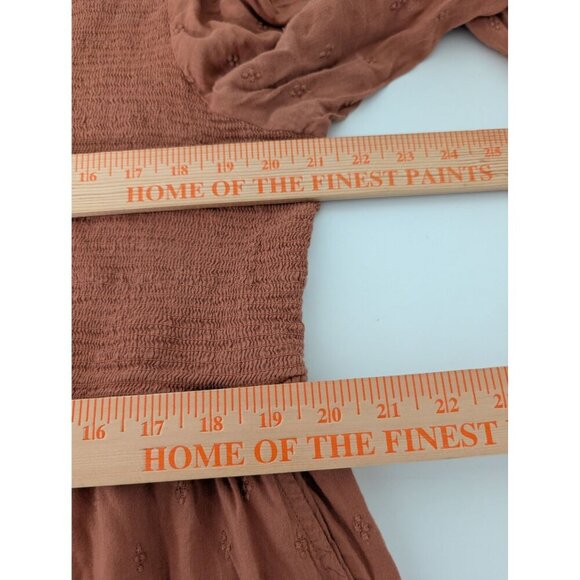 Old Navy Clip Dot Midi Dress Womens Size XXL Rust Long Sleeve V Neck Tiered - Picture 13 of 13